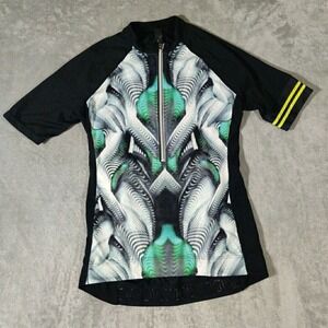 MPG Cycling Jersey Women's Large Black‎ Full Zip Relective/Grip Strip/Pockets